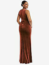 Rear View Thumbnail - Auburn Moon Square Neck Closed Back Velvet Maxi Dress 