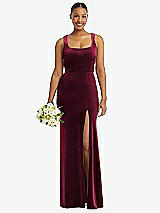 Alt View 1 Thumbnail - Cabernet Square Neck Closed Back Velvet Maxi Dress 