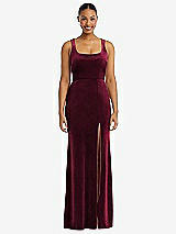 Front View Thumbnail - Cabernet Square Neck Closed Back Velvet Maxi Dress 