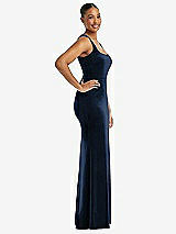 Side View Thumbnail - Midnight Navy Square Neck Closed Back Velvet Maxi Dress 