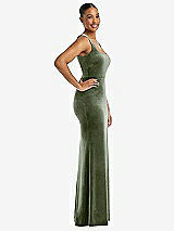 Side View Thumbnail - Sage Square Neck Closed Back Velvet Maxi Dress 