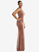 Side View Thumbnail - Tawny Rose Square Neck Closed Back Velvet Maxi Dress 