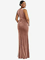 Rear View Thumbnail - Tawny Rose Square Neck Closed Back Velvet Maxi Dress 