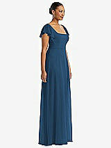 Side View Thumbnail - Dusk Blue Flutter Sleeve Scoop Open-Back Chiffon Maxi Dress