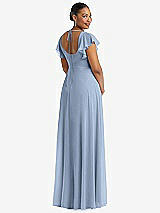 Rear View Thumbnail - Cloudy Flutter Sleeve Scoop Open-Back Chiffon Maxi Dress