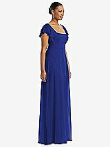 Side View Thumbnail - Cobalt Blue Flutter Sleeve Scoop Open-Back Chiffon Maxi Dress