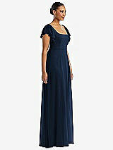 Side View Thumbnail - Midnight Navy Flutter Sleeve Scoop Open-Back Chiffon Maxi Dress