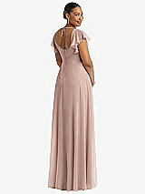 Rear View Thumbnail - Neu Nude Flutter Sleeve Scoop Open-Back Chiffon Maxi Dress