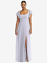 Alt View 1 Thumbnail - Silver Dove Flutter Sleeve Scoop Open-Back Chiffon Maxi Dress