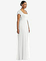 Side View Thumbnail - White Flutter Sleeve Scoop Open-Back Chiffon Maxi Dress