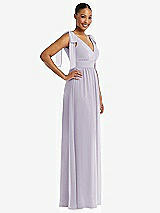 Side View Thumbnail - Moondance Plunge Neckline Bow Shoulder Empire Waist Chiffon Maxi Dress