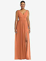 Alt View 2 Thumbnail - Sweet Melon Plunge Neckline Bow Shoulder Empire Waist Chiffon Maxi Dress