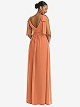 Rear View Thumbnail - Sweet Melon Plunge Neckline Bow Shoulder Empire Waist Chiffon Maxi Dress