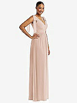 Side View Thumbnail - Cameo Plunge Neckline Bow Shoulder Empire Waist Chiffon Maxi Dress