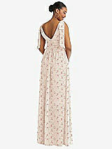 Rear View Thumbnail - Coquette Floral Print Plunge Neckline Bow Shoulder Empire Waist Chiffon Maxi Dress