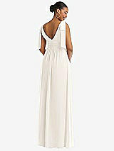 Rear View Thumbnail - Ivory Plunge Neckline Bow Shoulder Empire Waist Chiffon Maxi Dress