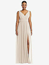 Alt View 2 Thumbnail - Oat Plunge Neckline Bow Shoulder Empire Waist Chiffon Maxi Dress