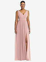 Alt View 2 Thumbnail - Rose - PANTONE Rose Quartz Plunge Neckline Bow Shoulder Empire Waist Chiffon Maxi Dress