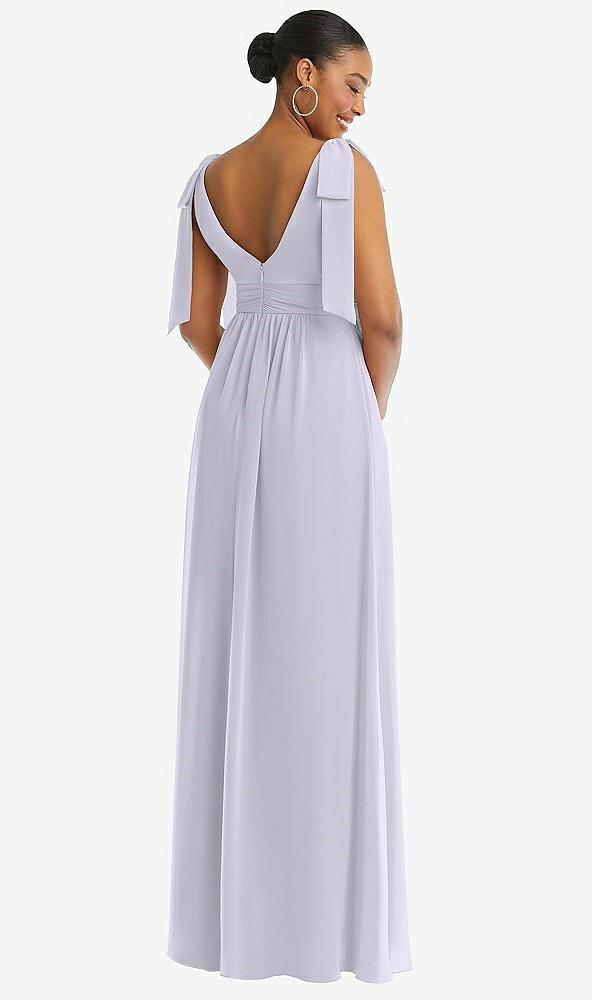 Back View - Silver Dove Plunge Neckline Bow Shoulder Empire Waist Chiffon Maxi Dress