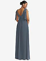 Rear View Thumbnail - Silverstone Plunge Neckline Bow Shoulder Empire Waist Chiffon Maxi Dress