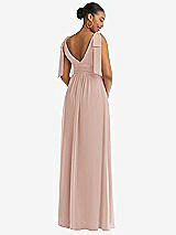 Rear View Thumbnail - Toasted Sugar Plunge Neckline Bow Shoulder Empire Waist Chiffon Maxi Dress