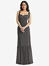 Alt View 2 Thumbnail - Caviar Gray Tie-Shoulder Bustier Bodice Ruffle-Hem Maxi Dress