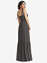 Rear View Thumbnail - Caviar Gray Tie-Shoulder Bustier Bodice Ruffle-Hem Maxi Dress