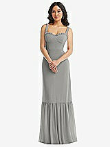 Alt View 1 Thumbnail - Chelsea Gray Tie-Shoulder Bustier Bodice Ruffle-Hem Maxi Dress