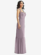 Side View Thumbnail - Lilac Dusk Tie-Shoulder Bustier Bodice Ruffle-Hem Maxi Dress