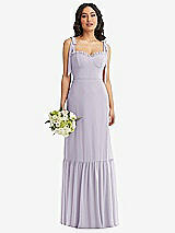 Front View Thumbnail - Moondance Tie-Shoulder Bustier Bodice Ruffle-Hem Maxi Dress