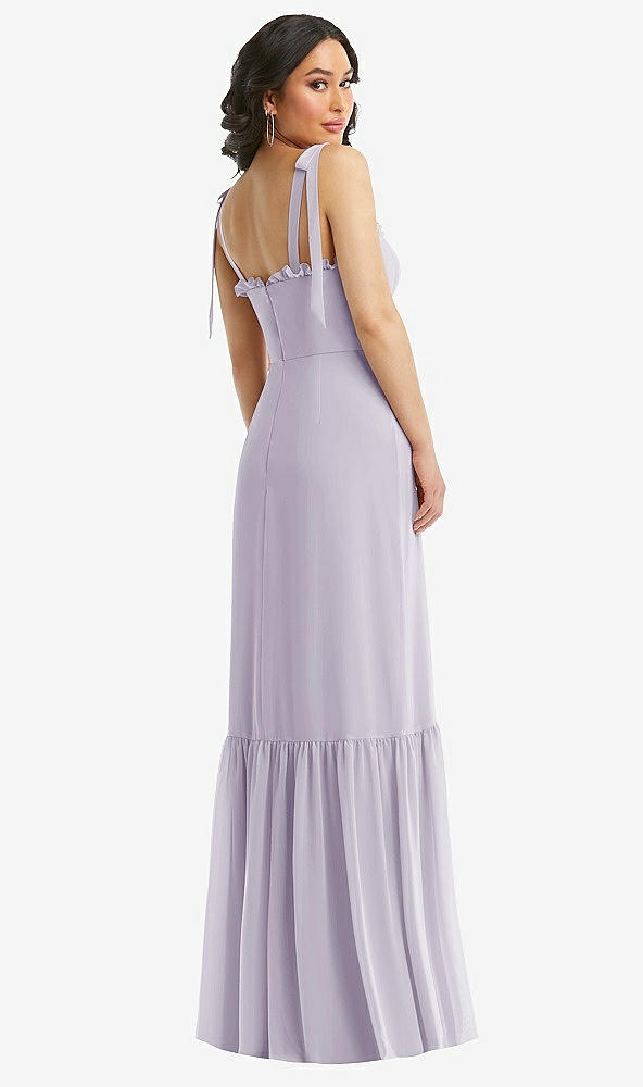 Back View - Moondance Tie-Shoulder Bustier Bodice Ruffle-Hem Maxi Dress