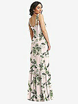 Rear View Thumbnail - Palm Beach Print Tie-Shoulder Bustier Bodice Ruffle-Hem Maxi Dress