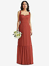 Front View Thumbnail - Amber Sunset Tie-Shoulder Bustier Bodice Ruffle-Hem Maxi Dress