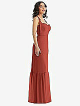 Side View Thumbnail - Amber Sunset Tie-Shoulder Bustier Bodice Ruffle-Hem Maxi Dress