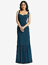 Alt View 2 Thumbnail - Atlantic Blue Tie-Shoulder Bustier Bodice Ruffle-Hem Maxi Dress