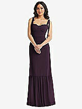 Alt View 2 Thumbnail - Aubergine Tie-Shoulder Bustier Bodice Ruffle-Hem Maxi Dress