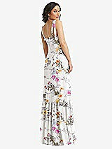 Rear View Thumbnail - Butterfly Botanica Ivory Tie-Shoulder Bustier Bodice Ruffle-Hem Maxi Dress