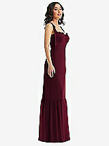 Side View Thumbnail - Cabernet Tie-Shoulder Bustier Bodice Ruffle-Hem Maxi Dress