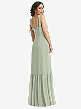 Rear View Thumbnail - Celadon Tie-Shoulder Bustier Bodice Ruffle-Hem Maxi Dress