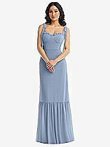 Alt View 2 Thumbnail - Cloudy Tie-Shoulder Bustier Bodice Ruffle-Hem Maxi Dress