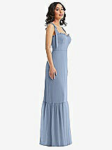 Side View Thumbnail - Cloudy Tie-Shoulder Bustier Bodice Ruffle-Hem Maxi Dress