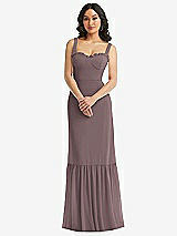 Alt View 1 Thumbnail - French Truffle Tie-Shoulder Bustier Bodice Ruffle-Hem Maxi Dress