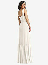 Rear View Thumbnail - Ivory Tie-Shoulder Bustier Bodice Ruffle-Hem Maxi Dress