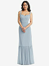 Alt View 1 Thumbnail - Mist Tie-Shoulder Bustier Bodice Ruffle-Hem Maxi Dress