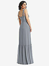 Rear View Thumbnail - Platinum Tie-Shoulder Bustier Bodice Ruffle-Hem Maxi Dress