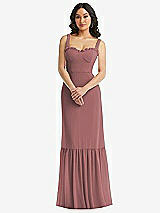 Alt View 1 Thumbnail - Rosewood Tie-Shoulder Bustier Bodice Ruffle-Hem Maxi Dress