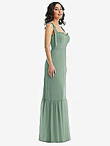 Side View Thumbnail - Seagrass Tie-Shoulder Bustier Bodice Ruffle-Hem Maxi Dress