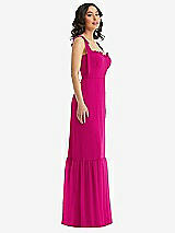 Side View Thumbnail - Think Pink Tie-Shoulder Bustier Bodice Ruffle-Hem Maxi Dress