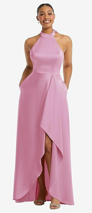 Powder Pink Maxi Bridesmaid Dresses