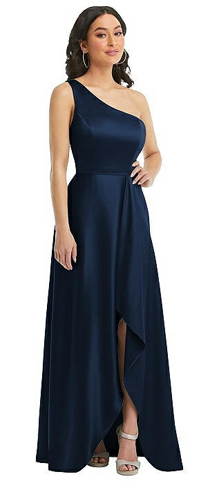 One-Shoulder High Low Maxi Dress with Pockets